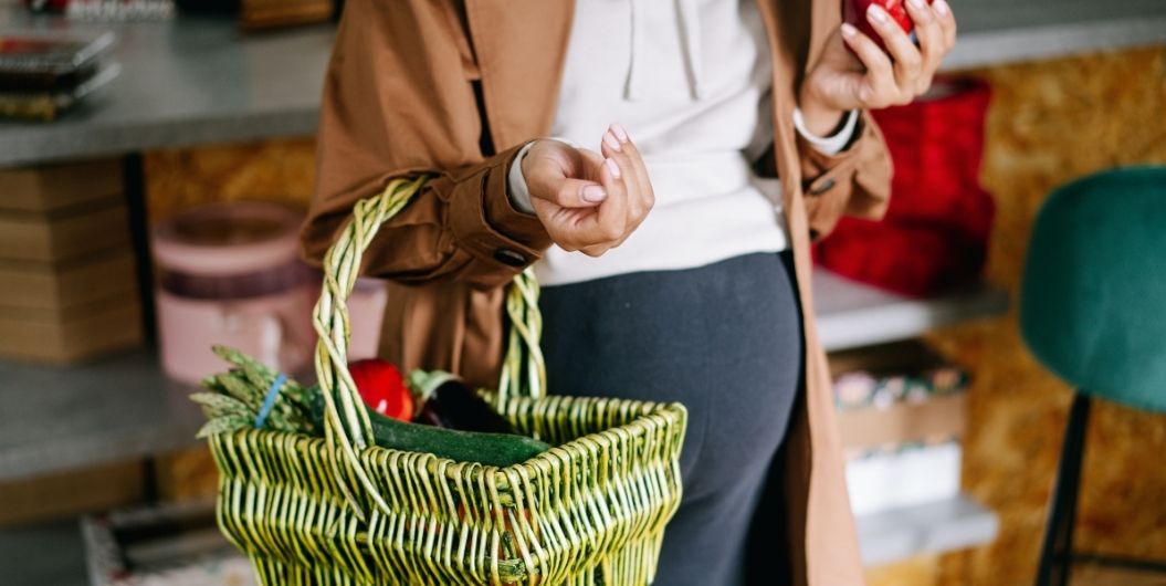 pregnant woman with basket